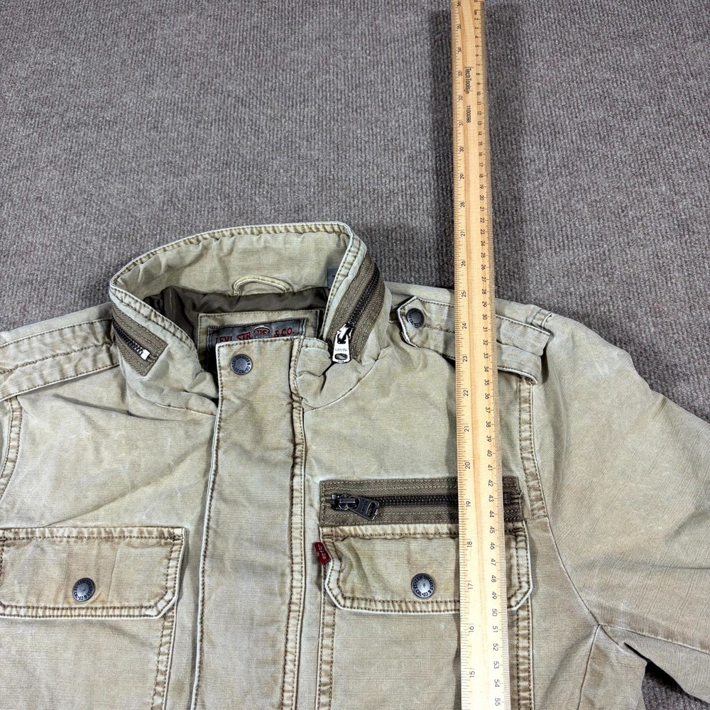Levi's Military Jacket Mens Small Beige Cotton Canvas Workwear Utility Pockets - Picture 4 of 10